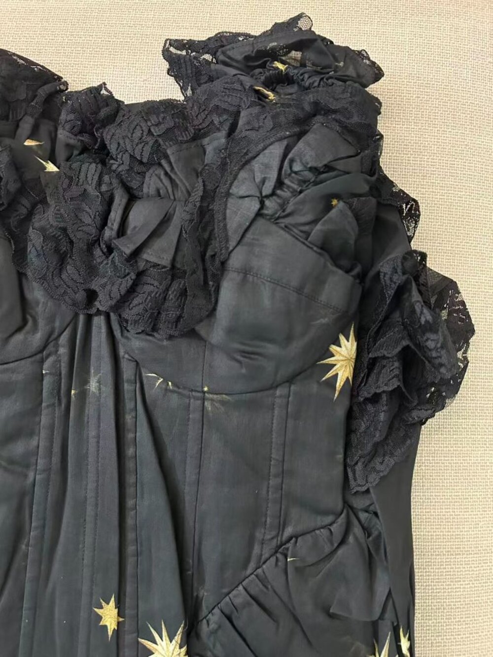 Selkie Saint Cupid Midi Dress Black Gold Star Small - Picture 7 of 12
